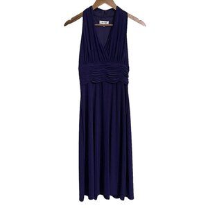Jones Studio Womens Purple Ruched Vneck Sleeveless Stretch Y2K Dress Size 4